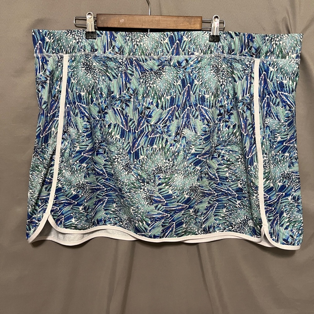 Reel Legends Skort Athletic Golf Activewear Keep-It-Cool Blue Green Plus Size 3X